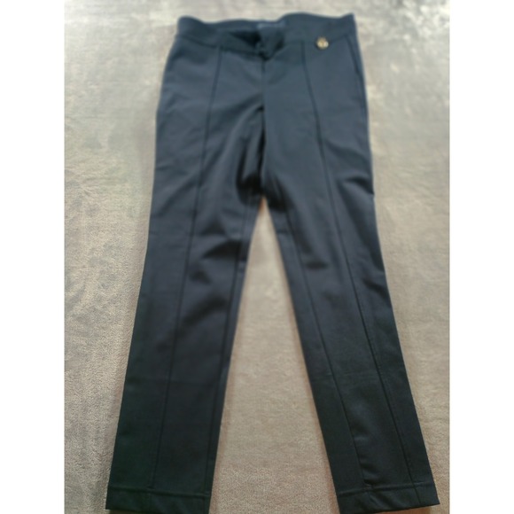 Tommy Hilfiger Pants - Tommy Hilfiger Womens Pull-On Slim Trousers Navy Blue M Gold Logo‎ Detail